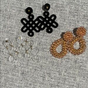 Chic Black, Gold, and Clear Earrings Trio